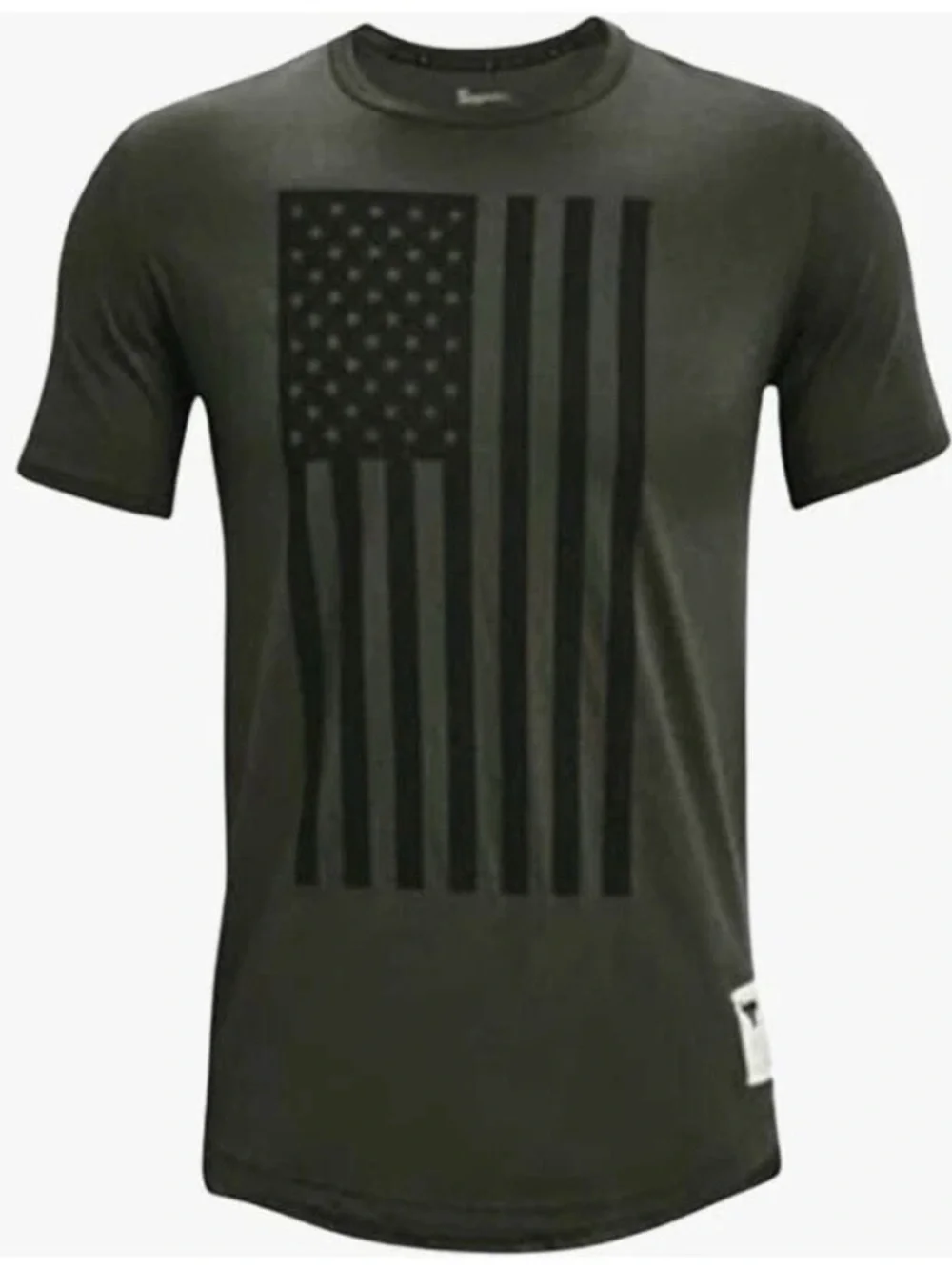 Under Armour Freedom Mens UA Project Rock Olive Green Flag USA T-Shirt Sz XL